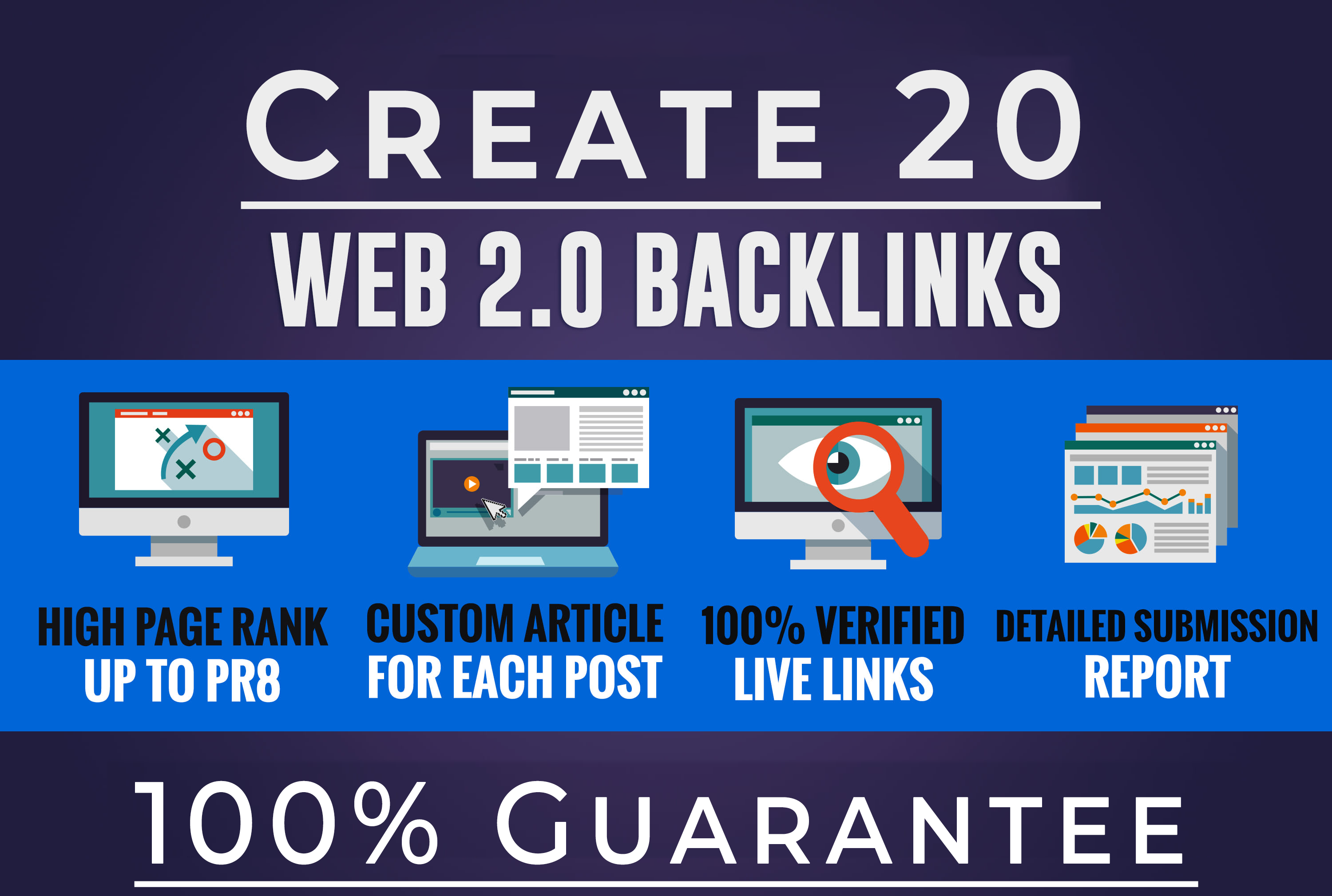 Built 20 High Quality Web 2.0 SEO Backlinks manual li...