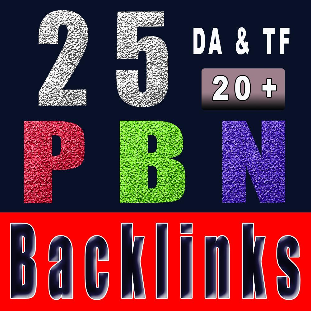 25 PBN backlinks 20+ DA PA to boost your website Rank...