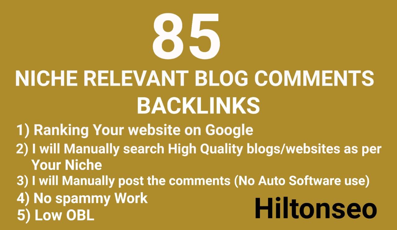 85 Niche Relevant Blog Comments Backlinks with low ob...