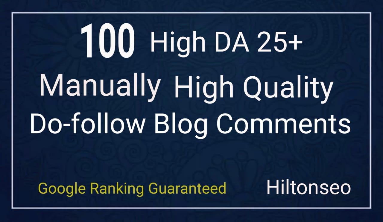 100 High DA Do-Follow Blog Comments Manually Hand Wri...