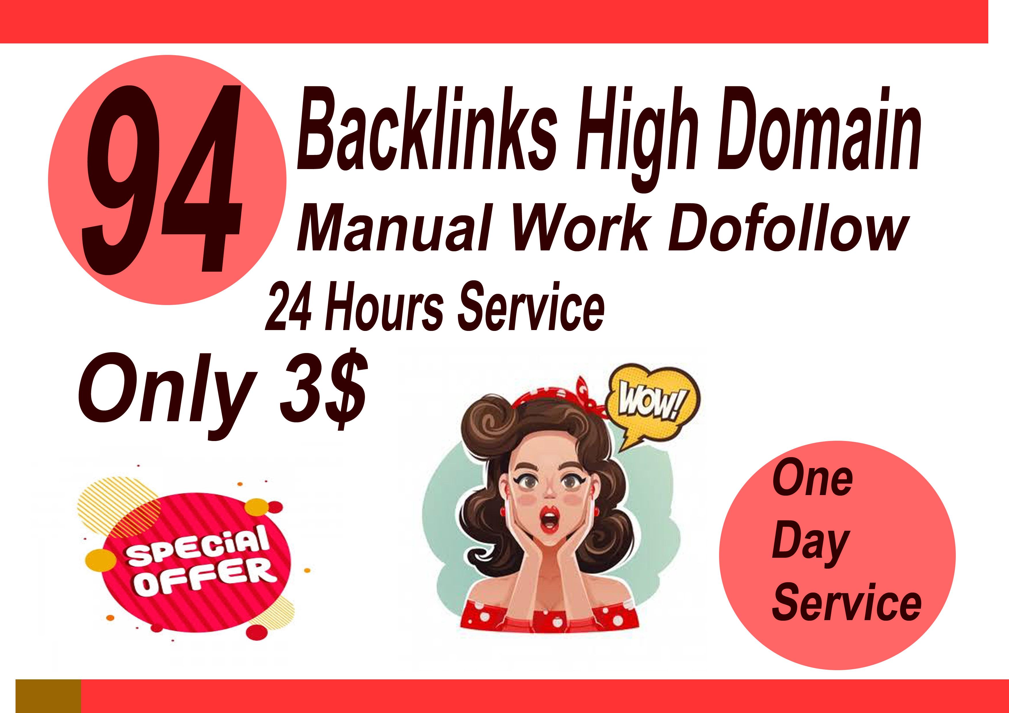 I will do 94 backlinks High Domain one day serivce