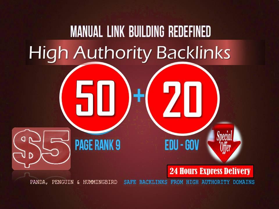 manually 50 PR9 + 20 EDU/GOV Safe SEO High Pr Backlin...