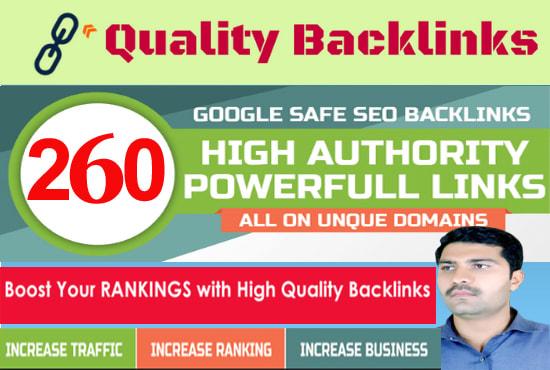 I will 260 unique domain high quality backlinks impro...