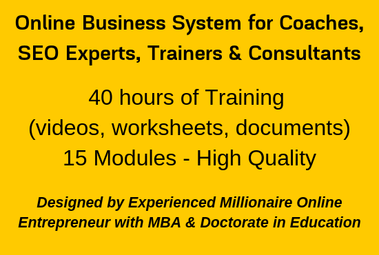Online Business System for Coaches, SEO Experts, Tr...