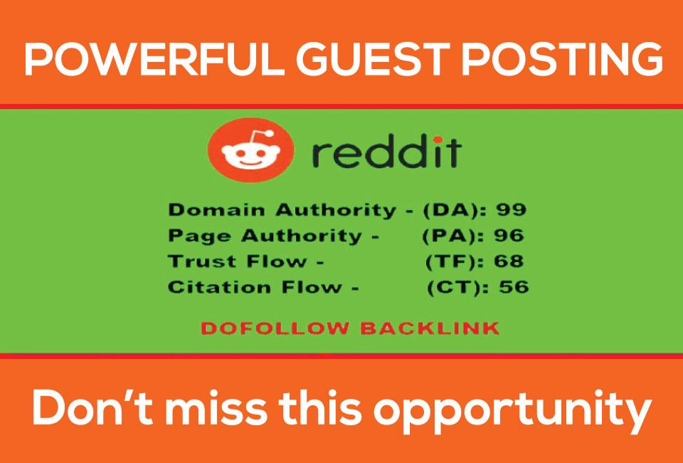 Write and publish guest post on REDDIT with permanent...