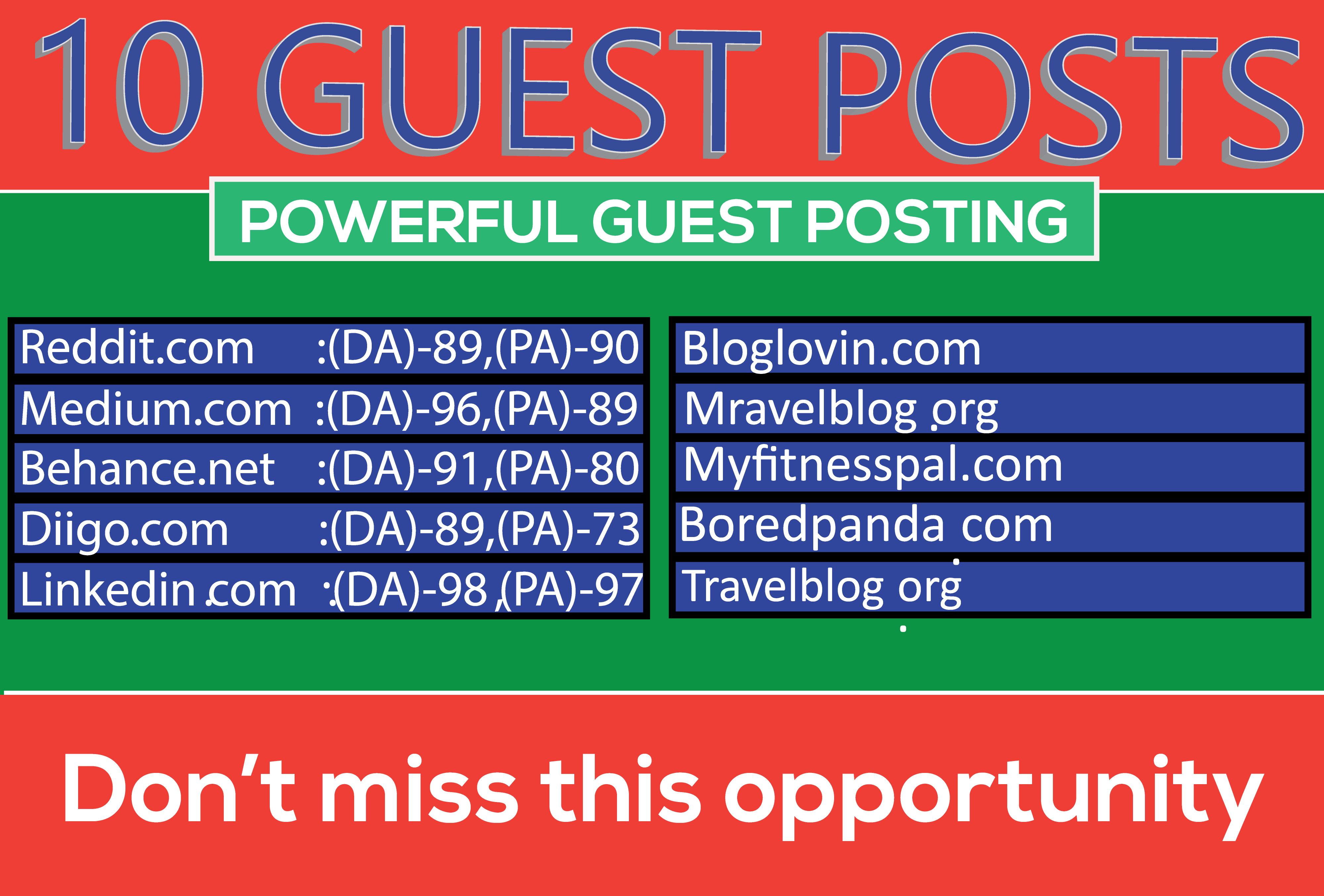 Write and publish 10 Guest Posts High DA websites Boo...