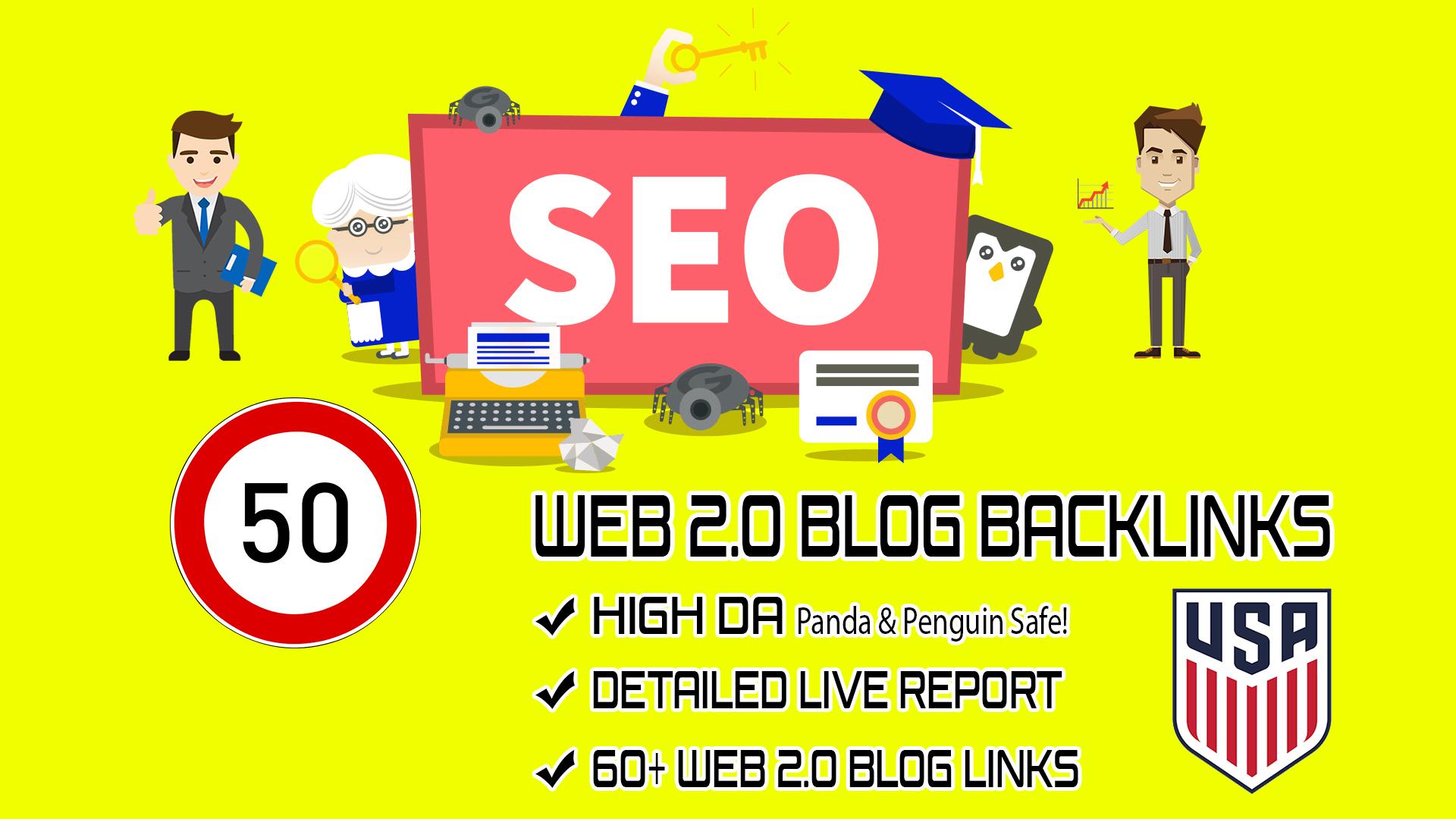 Provide You 50+ White Hat Web 2.0 Backlinks On High A...