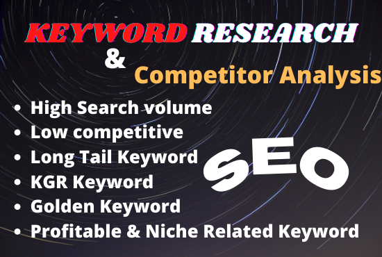 I will do depth SEO keyword research and competitor a...