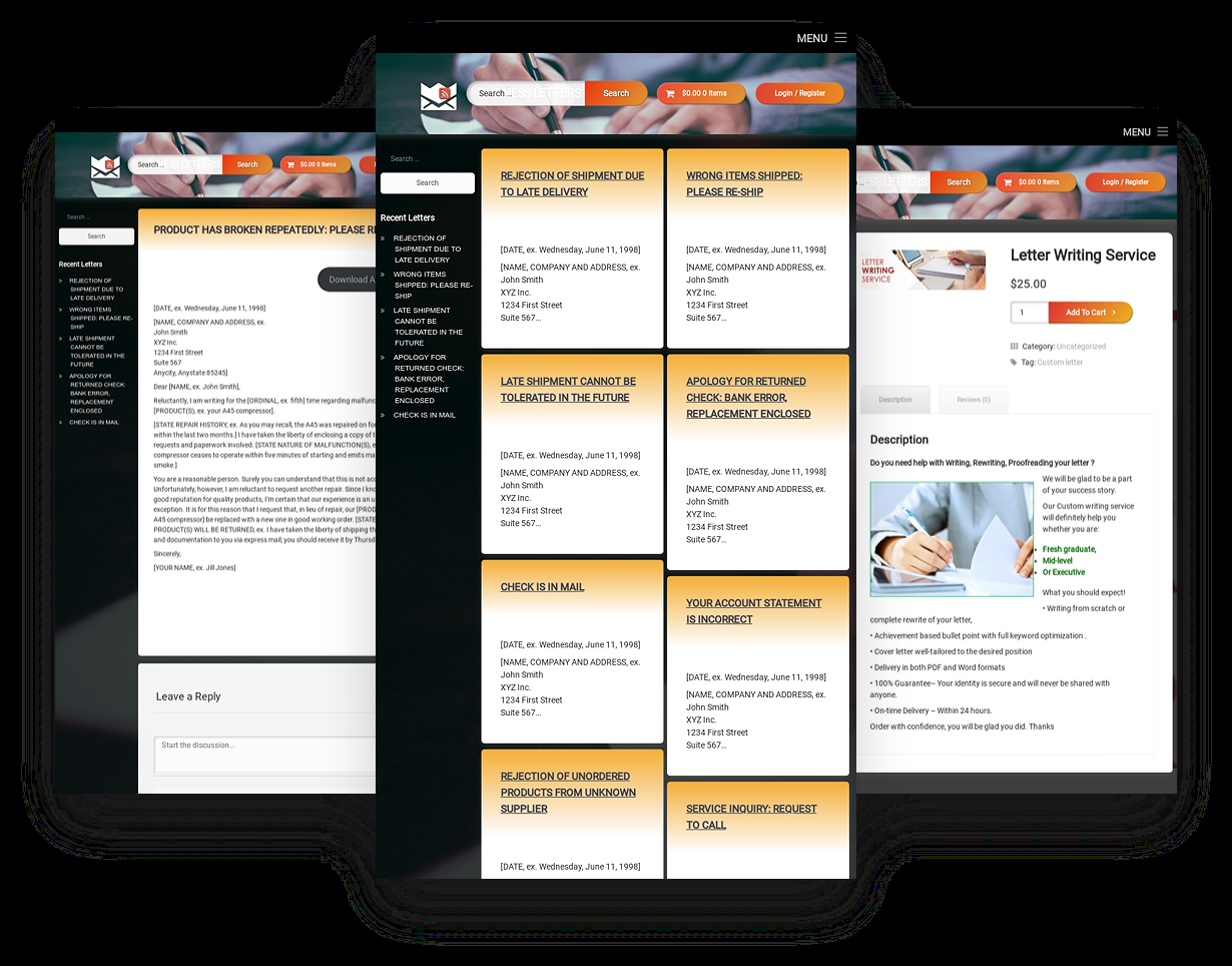 Established WordPress Business Letters Website