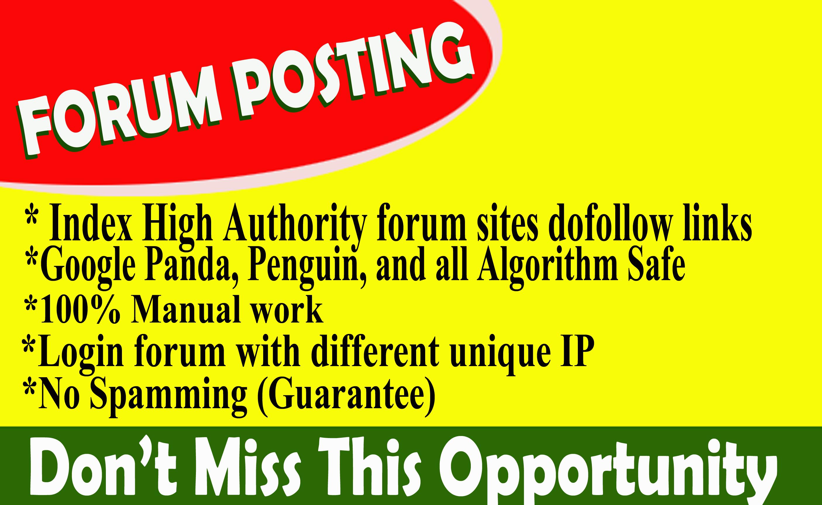 Provide 90 forum posting spam score 5 below dof0llow ...
