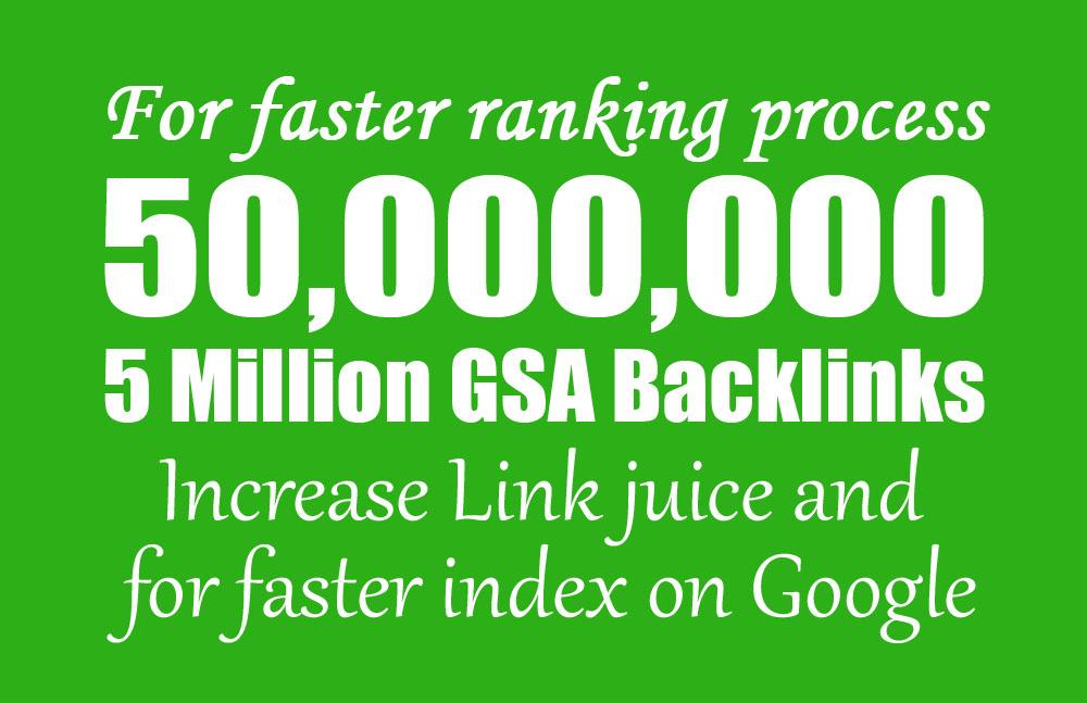 I will build 50,000, 00 gsa backlinks for faster link...