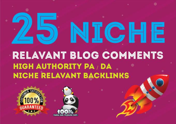 I will do 25 niche relevant blogcomment backlinks
