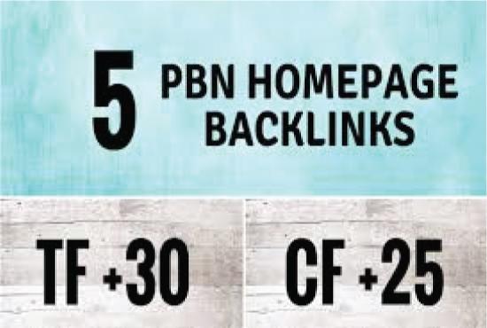 I will do permanent 10 homepage pbn backlinks tf cf 3...