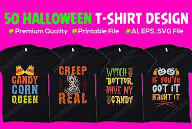 50+ Halloween t-shirt design bundle