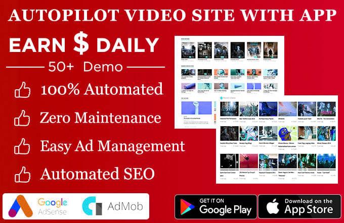 Build fully automated video website with app in any t...