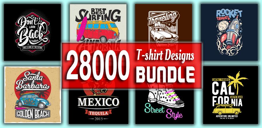28000 Editable & Printable T-shirt Designs Bundle...