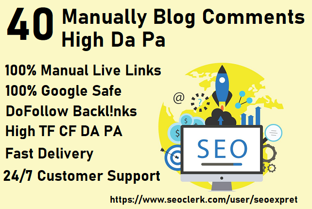 I will create 40 unique domains dofollow blog comment...