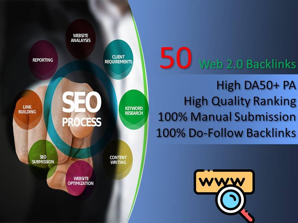 I will Create 50 Web2.0 Backlinks High Da 50+ PA High...