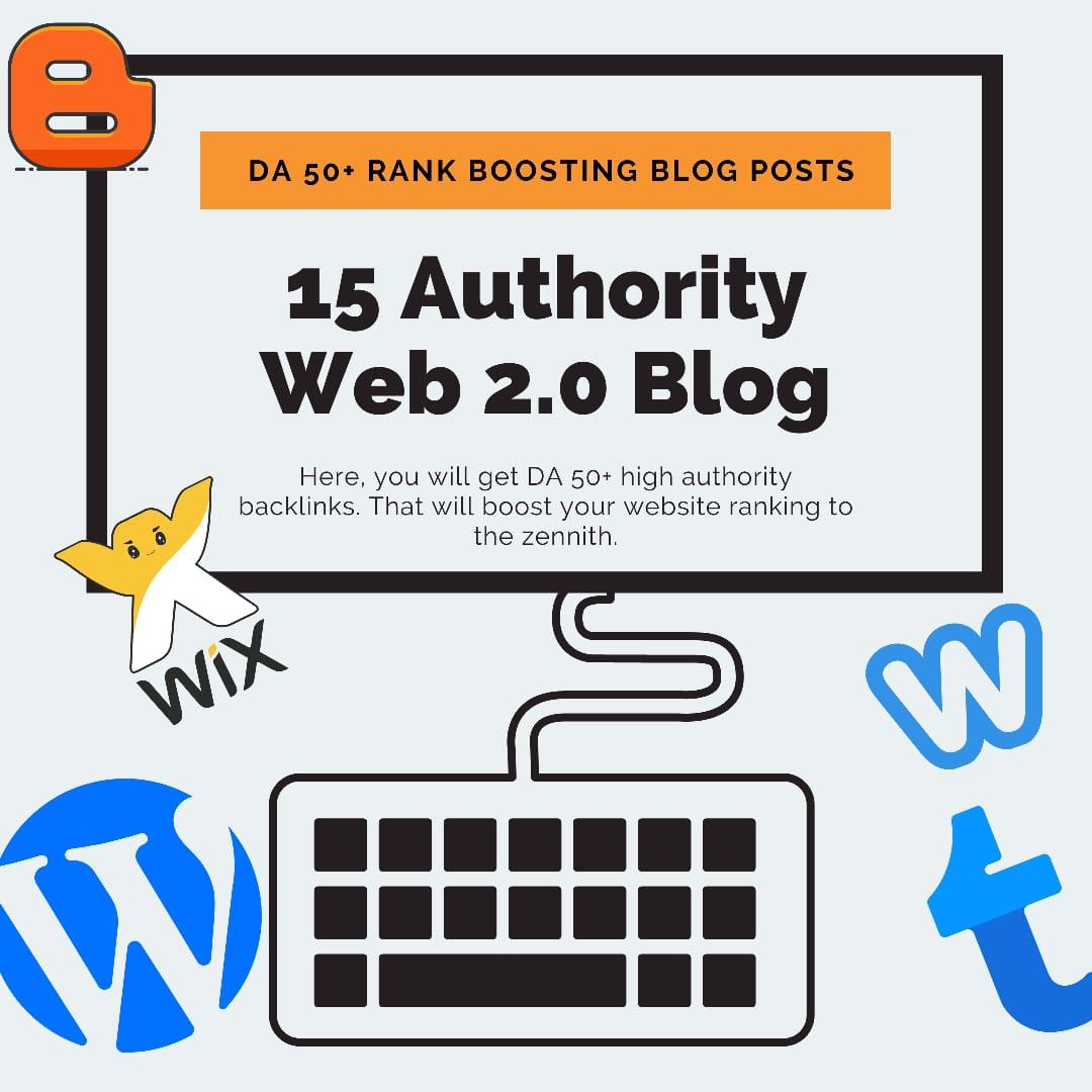 15 Unique High DA Web 2.0 Blog Posts Backlinks Link B...
