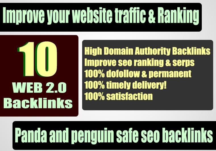 Build 10 web 2.0 45 plus DA PA TF CF Permanent Dofoll...