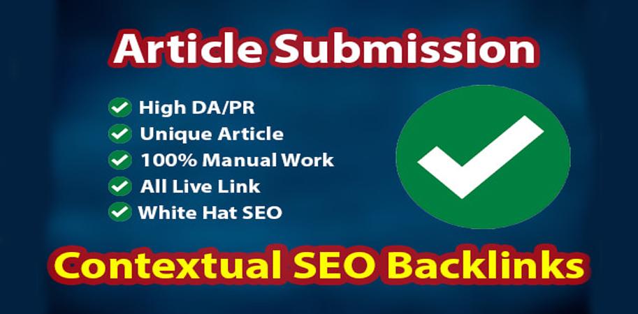 I will do 100+ article submission with SEO contextual...