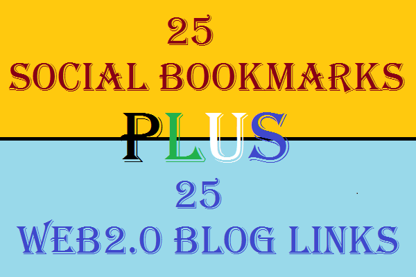 Provide 25 Web2.0 Blogs Backlinks and 25 Social Bookm...