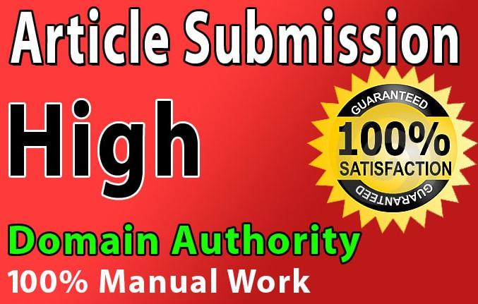 I will provide 30 article submission with high da bac...