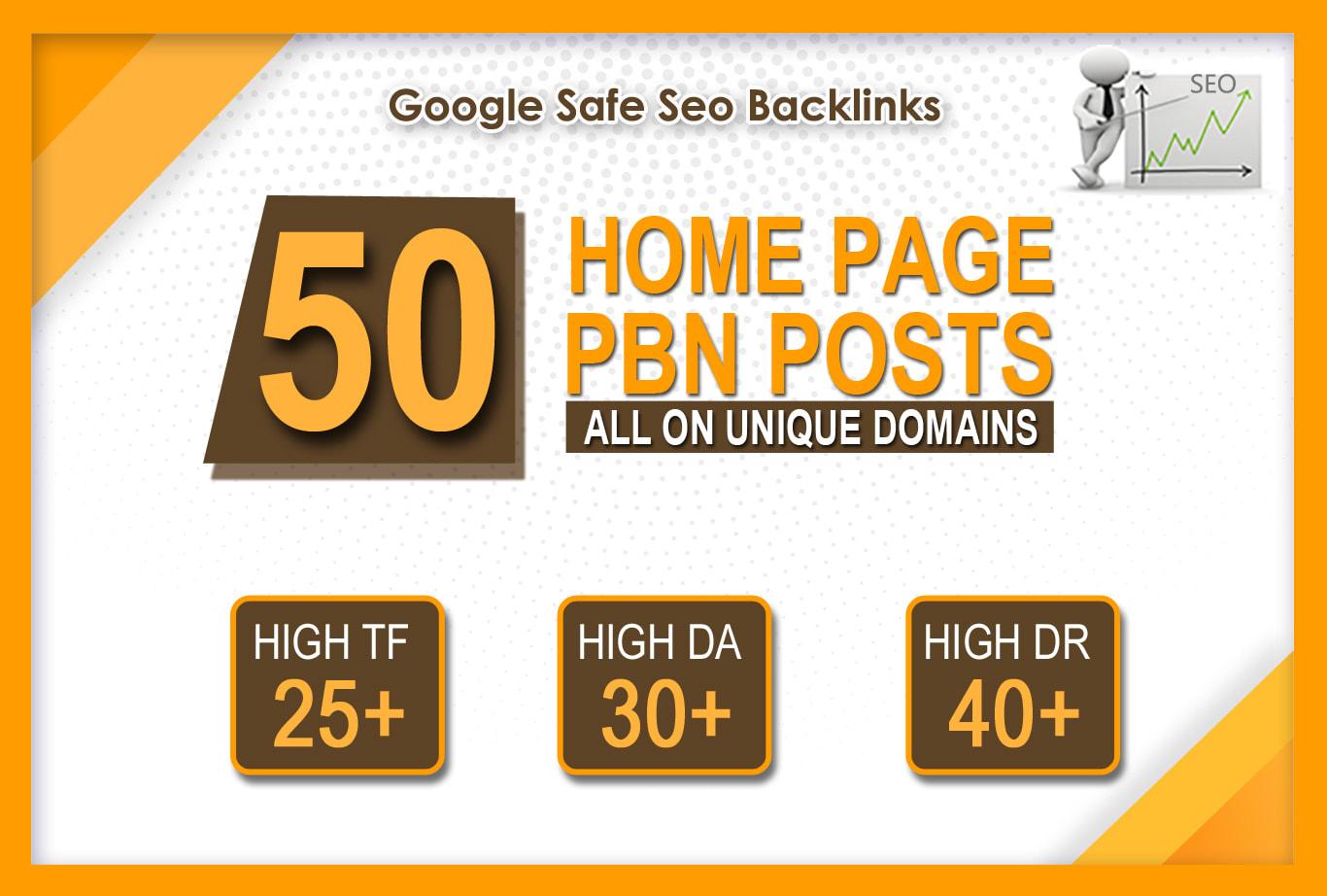 I will 50 high da pa tf cf homepage pbn backlinks per...