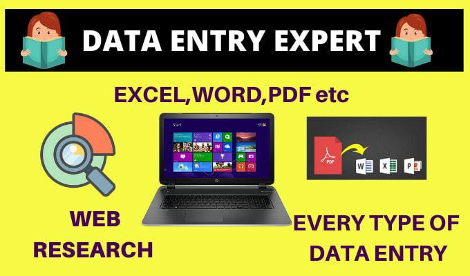 I will do any type of data entry professionally