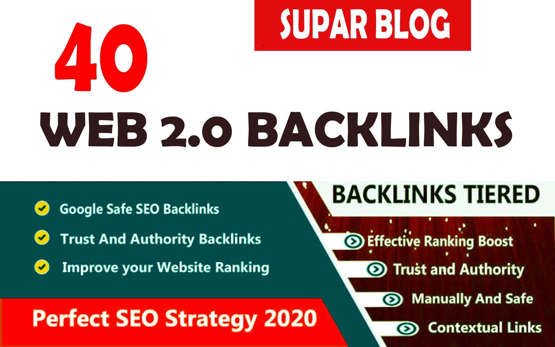 do 40 web 2 0 backlinks, 1300 tier2 SEO backlinks li...