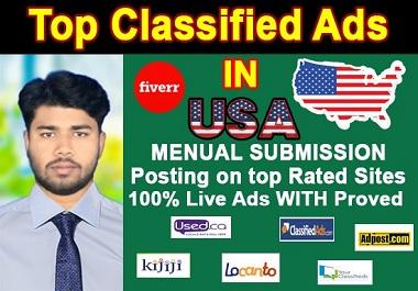 I will provide 50 classified ad posting on high usa a...