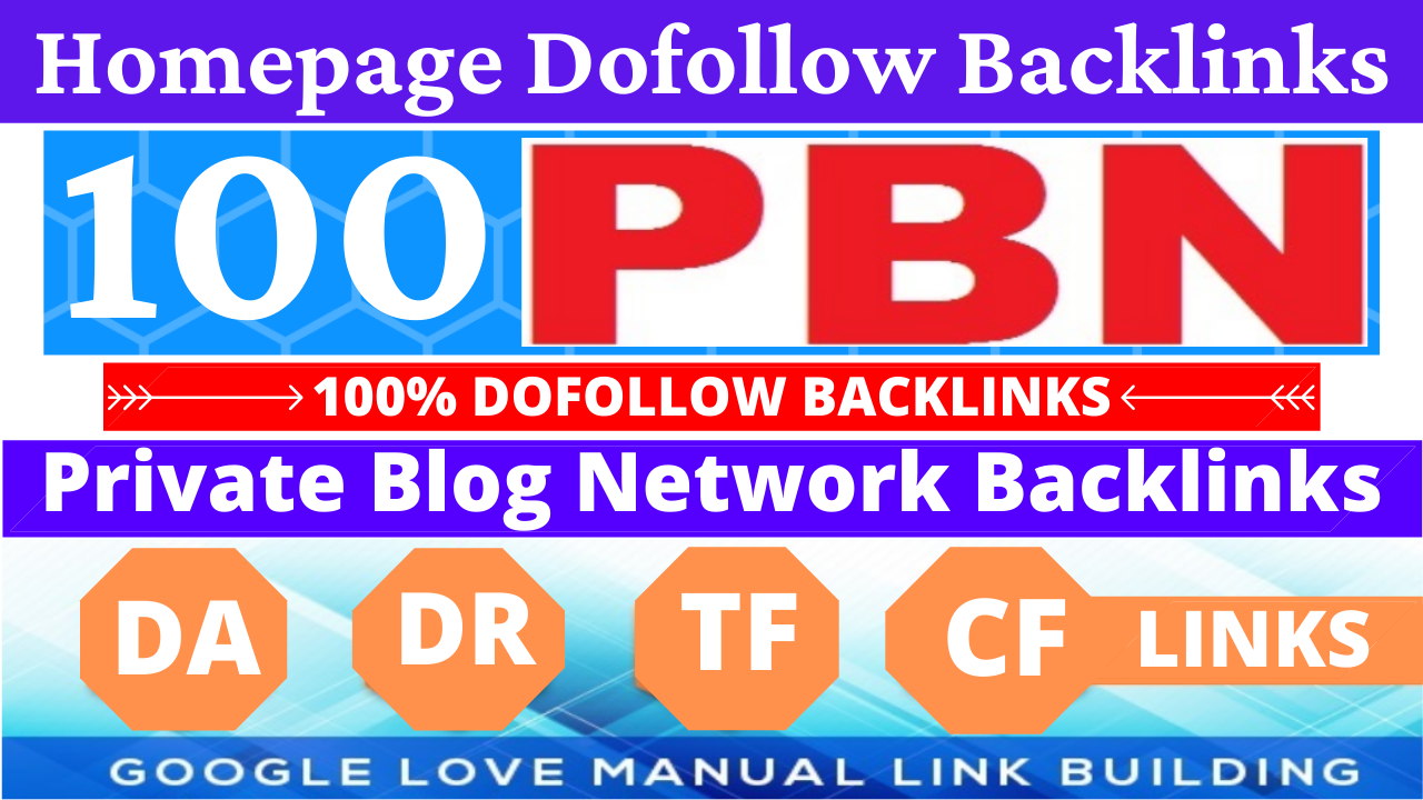 Permanent 100 Homepage PBN Backlinks All Dofollow Hig...