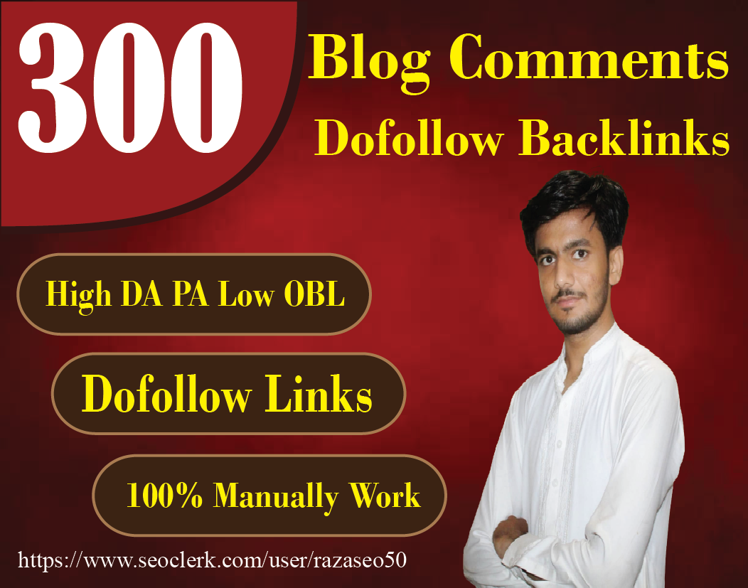 I will do 300 dofollow blog comment seo backlinks wit...