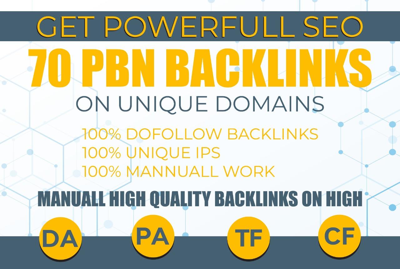 GET POWERFUL SEO 70 PBN BACKLINKS ON UNIQUE DOMAINS