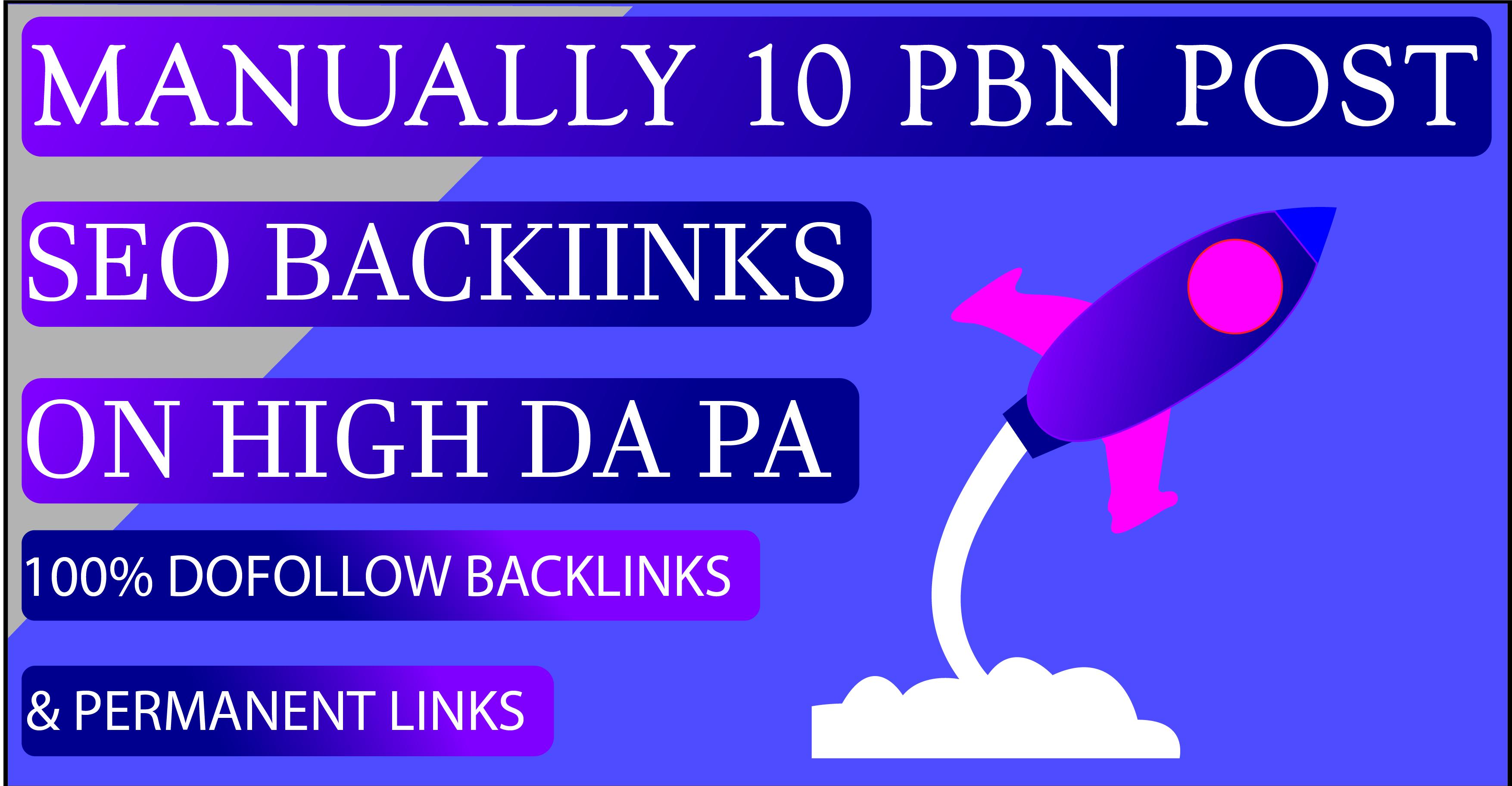 Manually 10 PBN Post SEO Backlinks On High DA PA