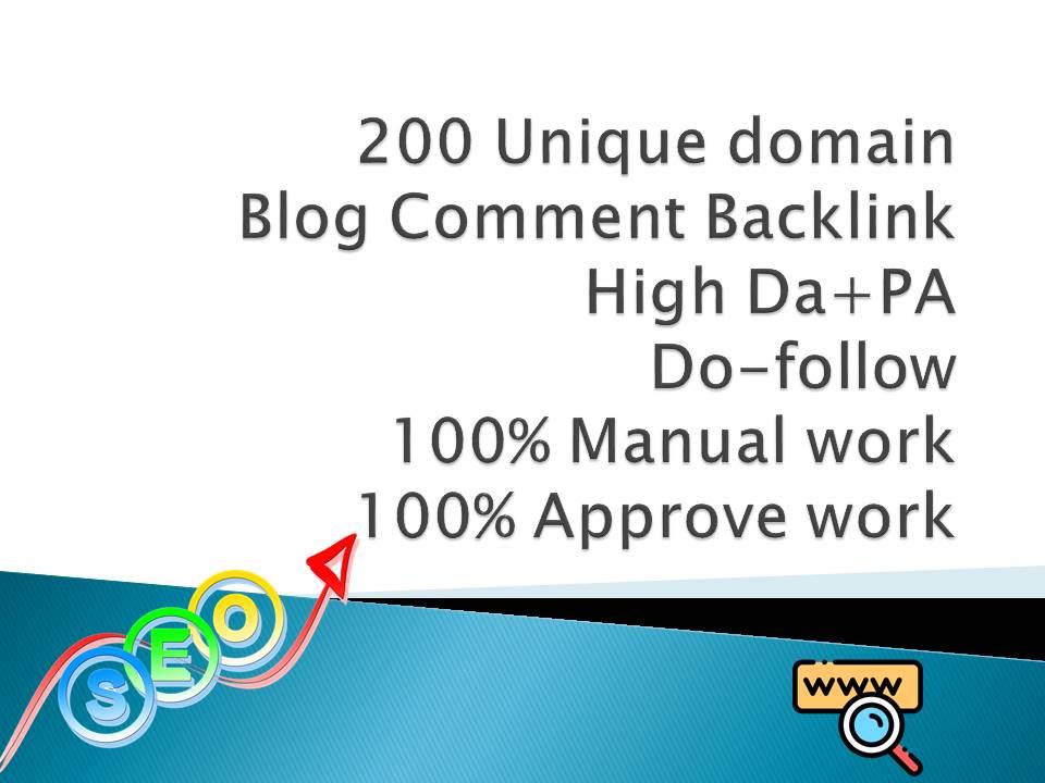 I will do 200 unique dofollow blog comments backlinks