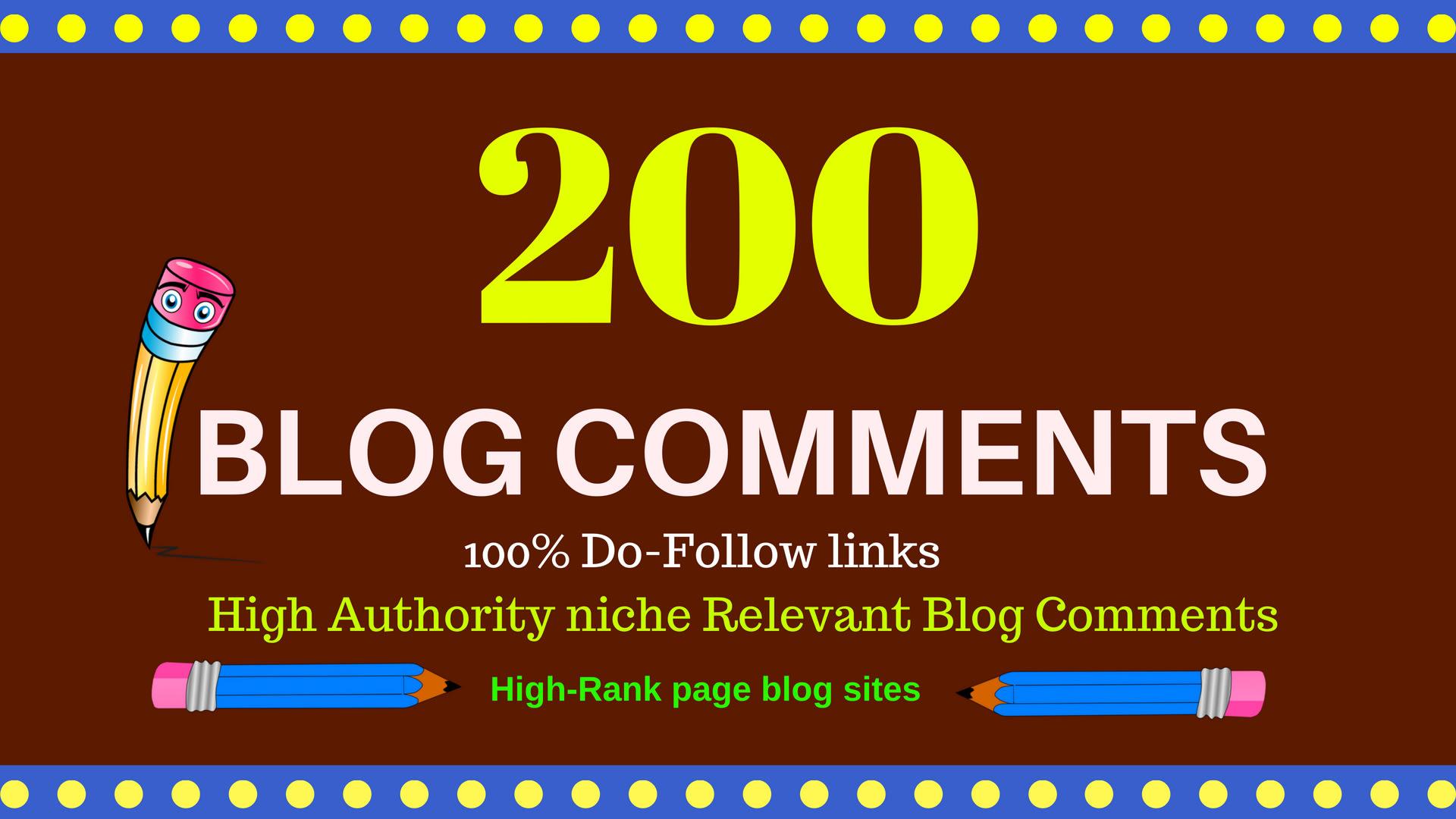 create 200 high quality blog comments backlinks uniqu...
