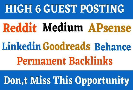 Write And Publish 6 Guest Posts On DA90+ Website Perm...