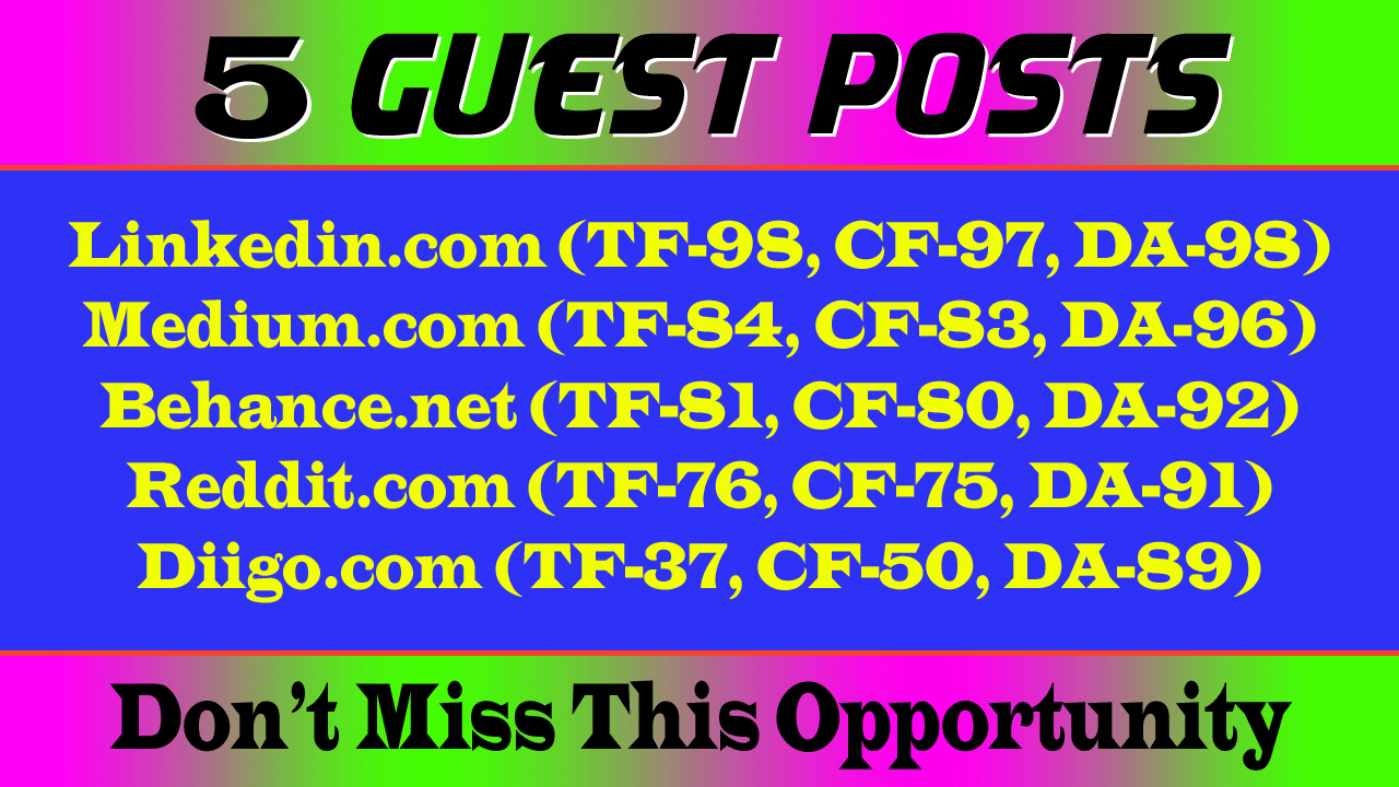 5 Guest Posts On High DA PA TF CF Sites for Rank Your...