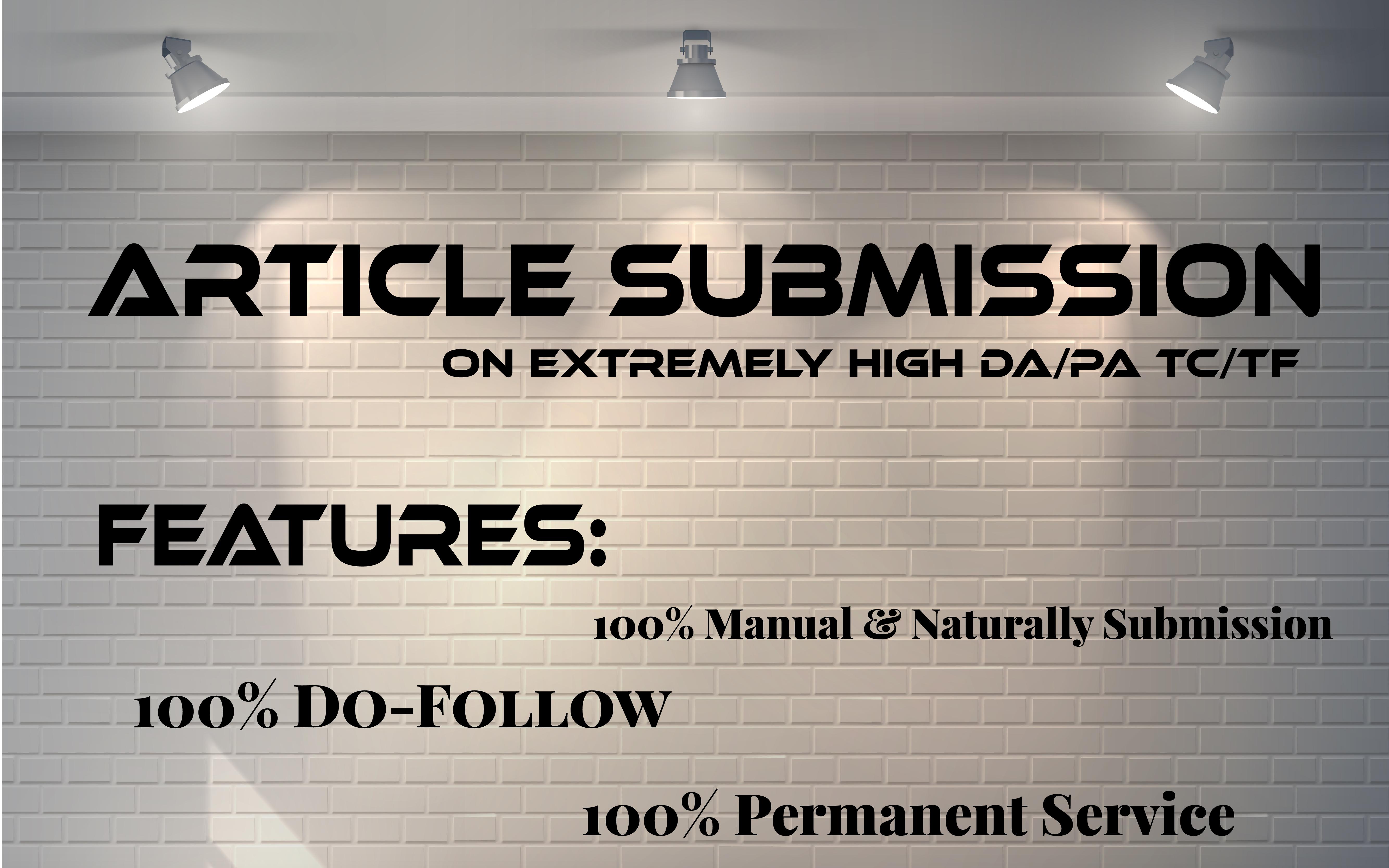 Provide 25 unique Article Submission with DA 30 plus ...