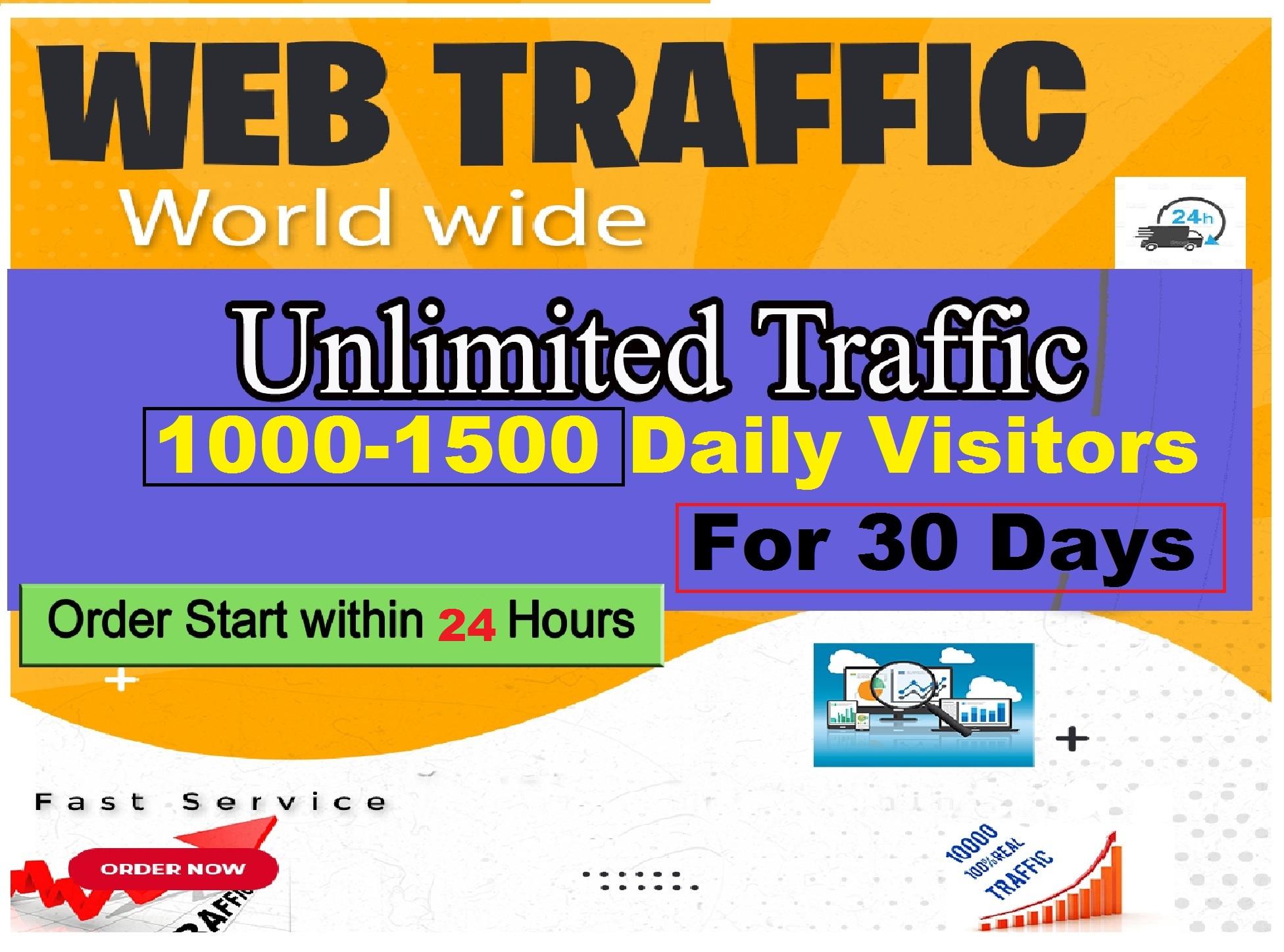 Daily 1000 real traffic Worldwide for ONE MONTH Genui...