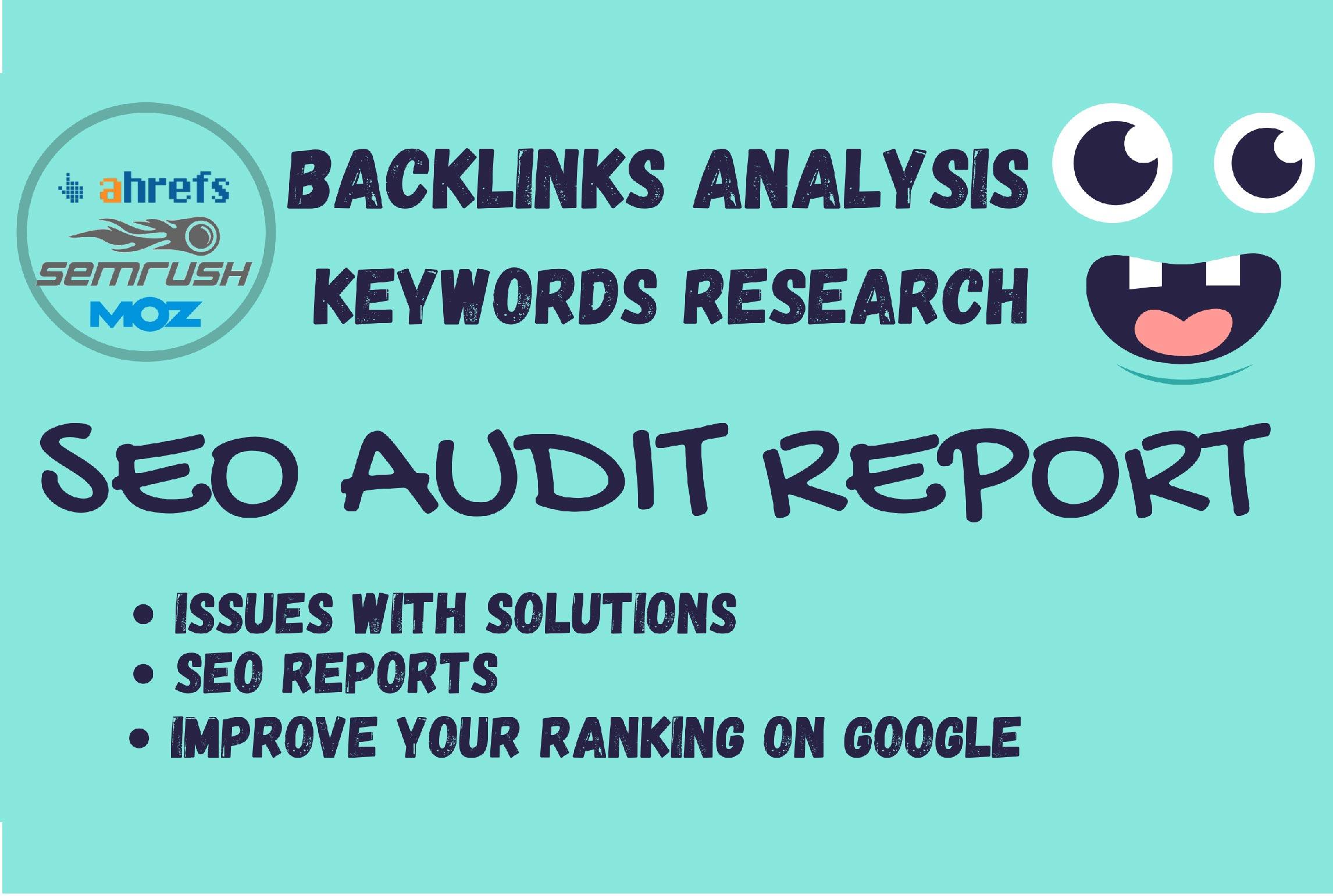 I will provide complete seo audit report of your webs...