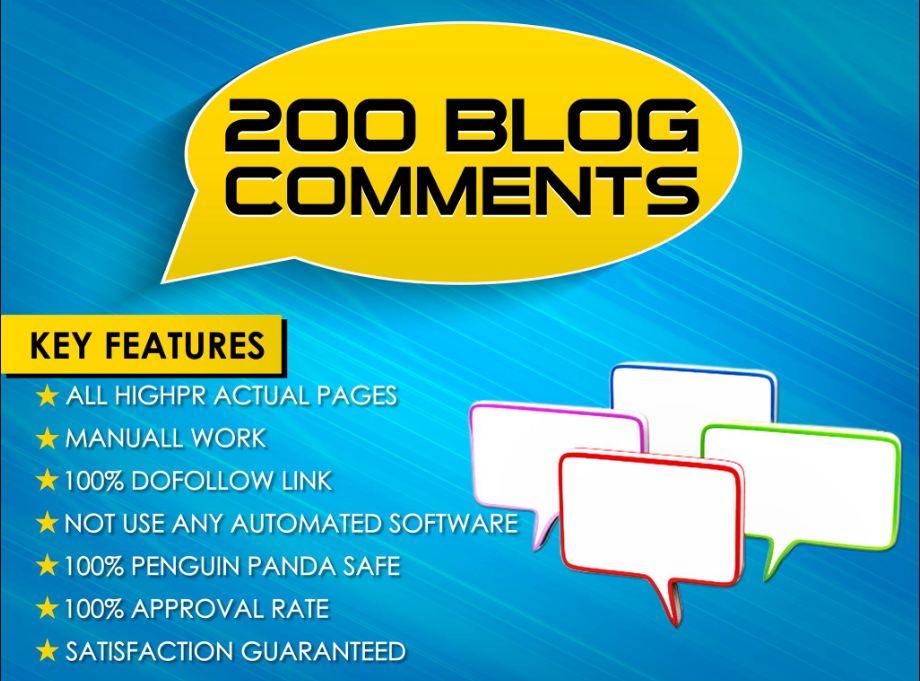 I will create 200 dofollow backlinks blog comments
