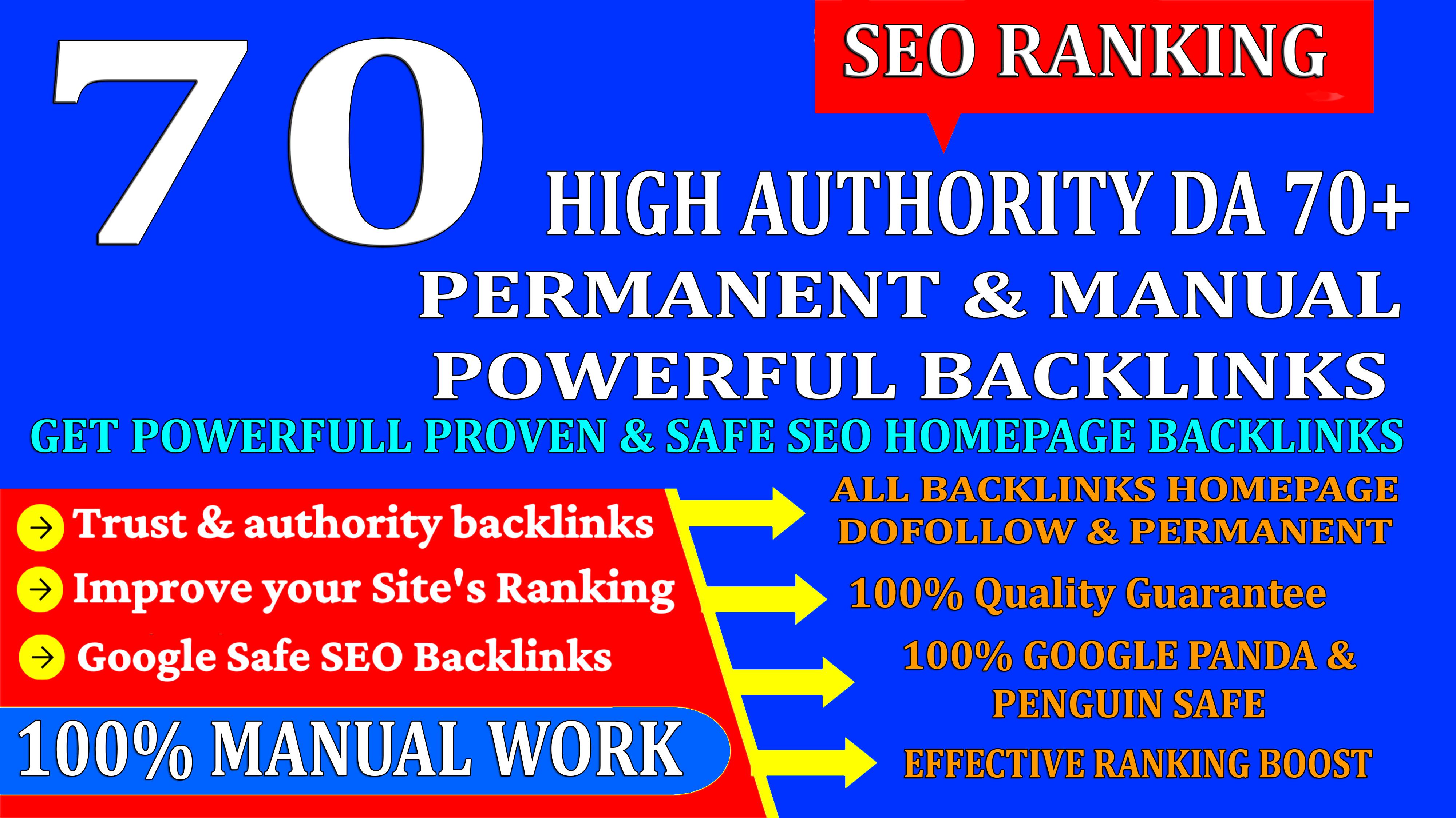 70 High Authority DA 70+ Homepage web2.0 seo Backlink...