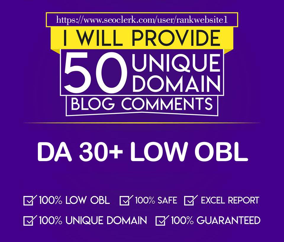 I will do DA30+ 50 Unique Domain With Low OBL
