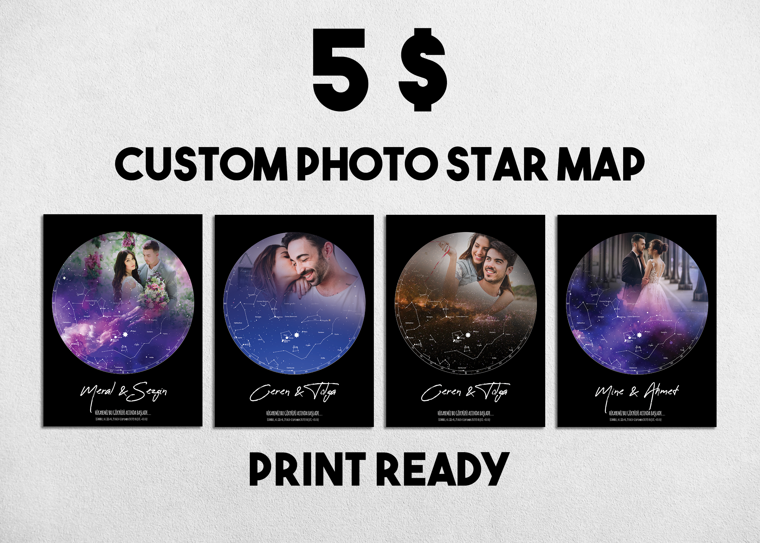 custom photo night sky star map or custom night sky s...