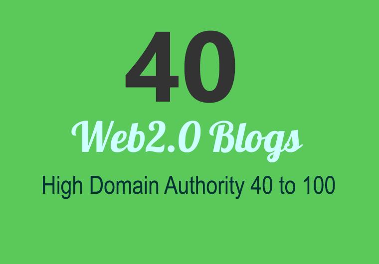 Unique 40 Sites DA 40+ PA 35+ PR 6+ Web 2.0 50 PBN ba...