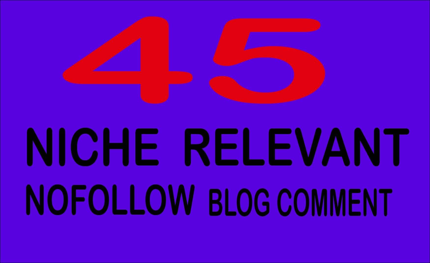 I will create 45 nofollow niche relevanted blog comme...