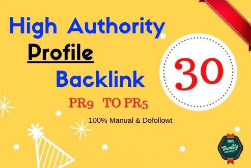 I will manually create 30 pr9 da 60 plus dofollow pro...