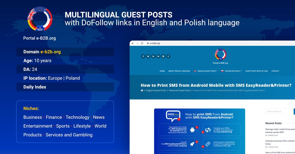 Portal e-B2B. org / Lifetime GUEST POSTS with 2 dofol...